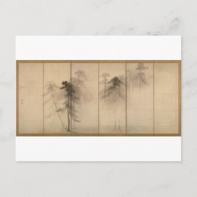 Pine Trees Left Hand Screen by Hasegawa Tohaku Postcard (Front)