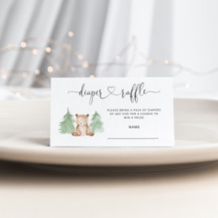 Pine trees little bear diaper raffle ticket enclosure card