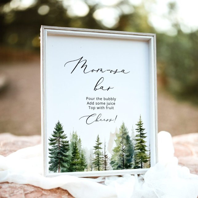 Pine trees minimalist forest Mum-osa bar Poster (Creator Uploaded)