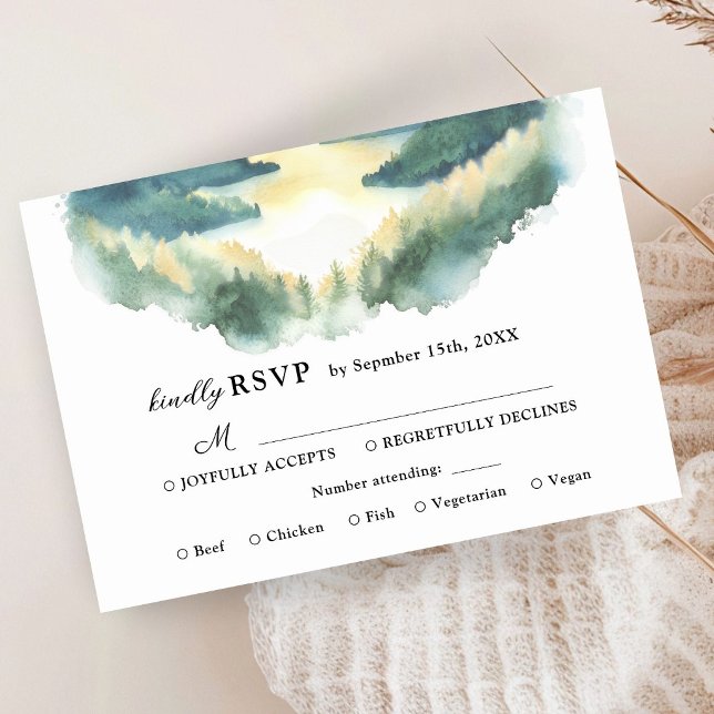 Pine Trees  Mountain Wedding RSVP Card (Creator Uploaded)