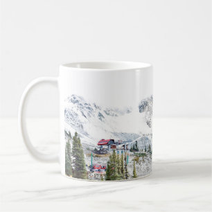 PINE TREES NEAR MOUNTAIN COVERED WITH SNOW COFFEE MUG