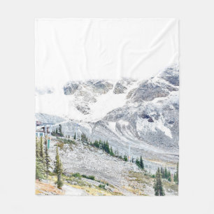 PINE TREES NEAR MOUNTAIN COVERED WITH SNOW FLEECE BLANKET
