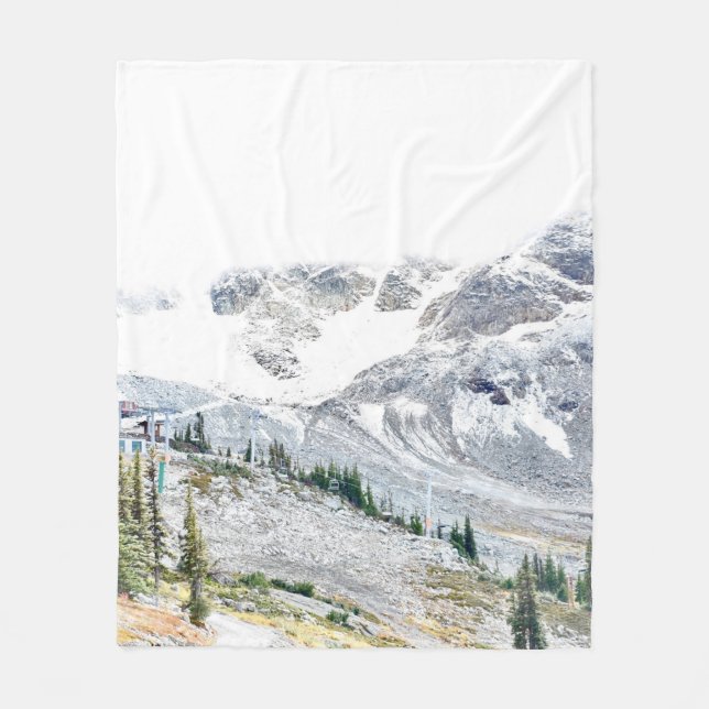 PINE TREES NEAR MOUNTAIN COVERED WITH SNOW FLEECE BLANKET (Front)