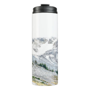 PINE TREES NEAR MOUNTAIN COVERED WITH SNOW THERMAL TUMBLER