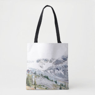 PINE TREES NEAR MOUNTAIN COVERED WITH SNOW TOTE BAG