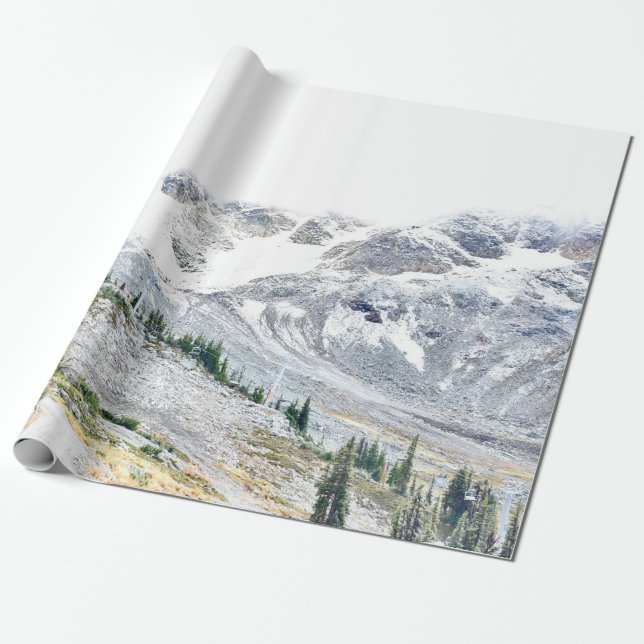 PINE TREES NEAR MOUNTAIN COVERED WITH SNOW WRAPPING PAPER (Unrolled)