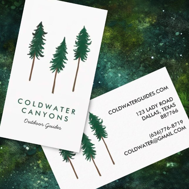 Pine Trees Outdoorsy Camp Hike Adventure Business Card (Creator Uploaded)