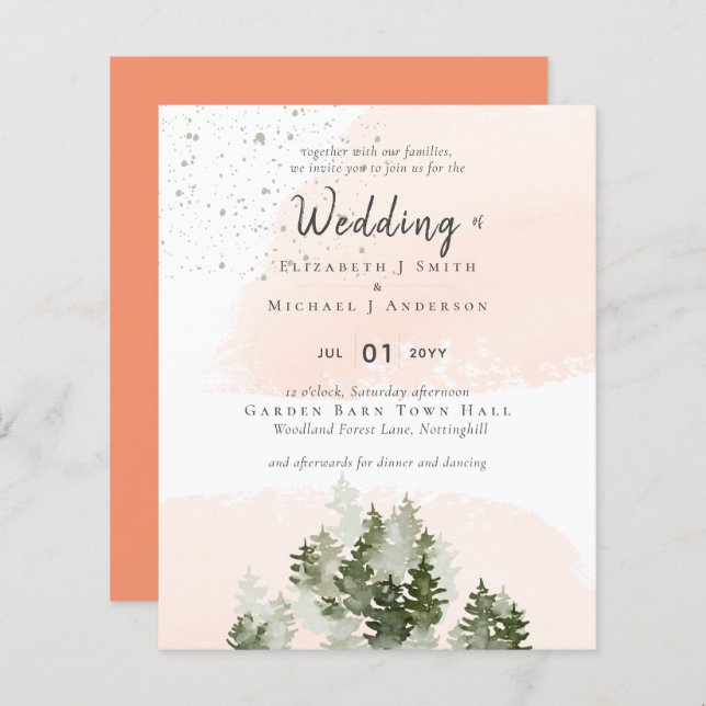 Pine Trees Peach Mountain Wedding (Front/Back)