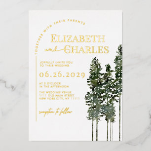 Pine Trees Rustic Minimalist Elegant Wedding