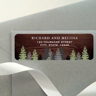 Pine Trees Rustic Wood Winter Wedding Return Address Label
