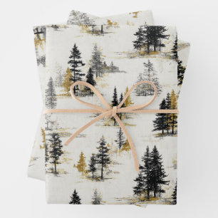 Pine trees scenery landscape wrapping paper sheet
