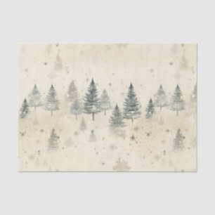 Pine Trees Snow Christmas Watercolor Tissue Paper