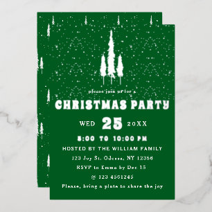 Pine Trees Snow Falling Christmas Party