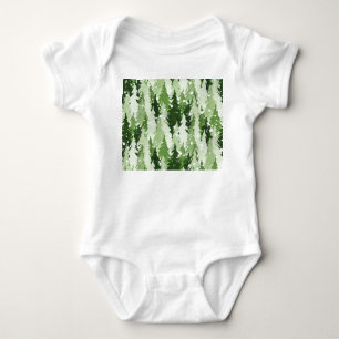 Pine Trees Snow: Watercolor Christmas. Baby Bodysuit