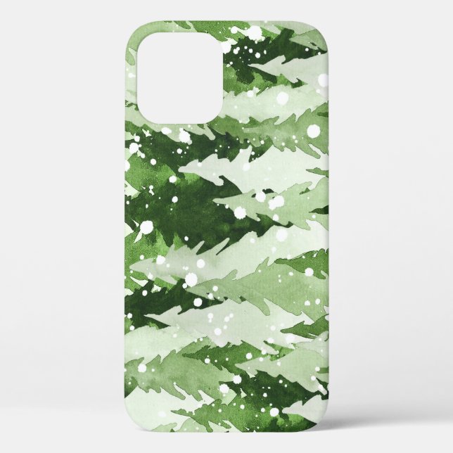 Pine Trees Snow: Watercolor Christmas. Case-Mate iPhone Case (Back)