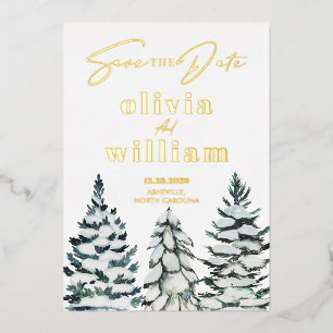 Pine Trees Snow Winter Christmas Save The Date