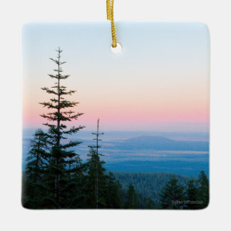 Pine Trees Sunset Photography Ceramic Ornament