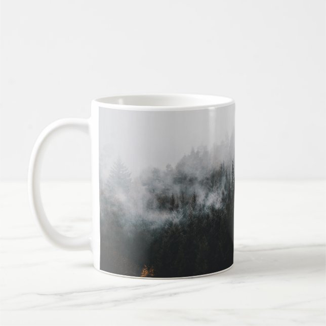 PINE TREES SURROUNDED BY FOGS COFFEE MUG (Left)