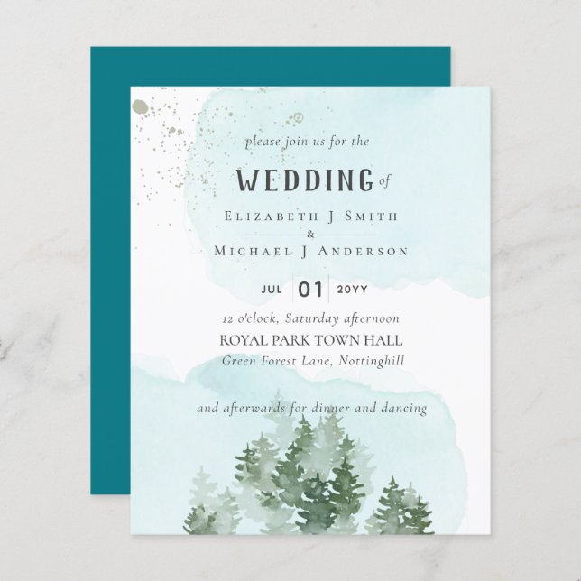 Pine Trees Teal and Sage Wedding (Front/Back)