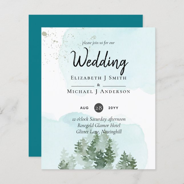 Pine Trees Teal and Sage Wedding (Front/Back)