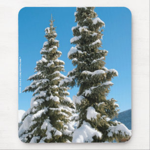 Pine trees under the Snow Mouse Pad