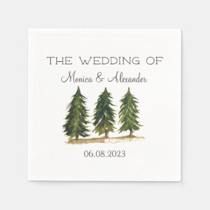 Pine Trees Watercolor Forest Wedding Party Napkin