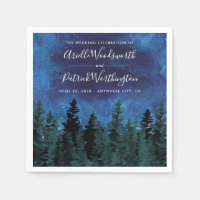 Pine Trees Watercolor Rustic Wedding Napkins