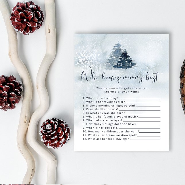 Pine trees who knows mummy best baby shower game (Creator Uploaded)