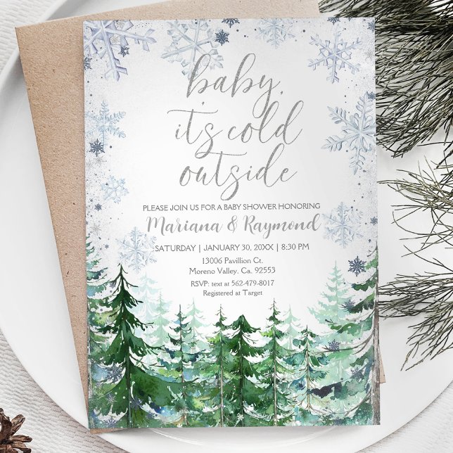 Pine Trees Winter Baby Shower Invite (Creator Uploaded)