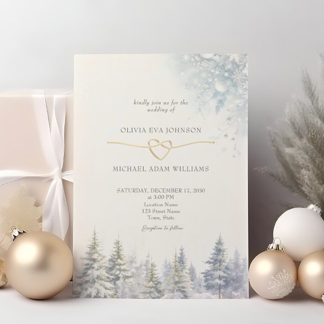 Pine Trees Winter Wedding Invitation (Creator Uploaded)