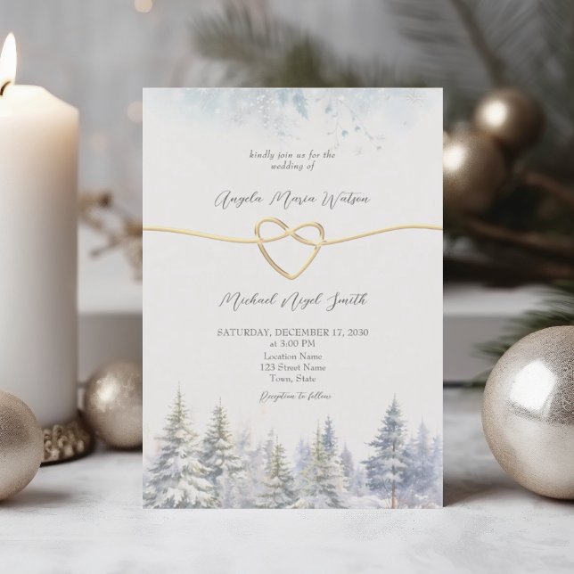 Pine Trees Winter Wedding Invitation (Creator Uploaded)