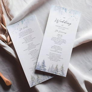 Pine Trees Winter Wedding Program