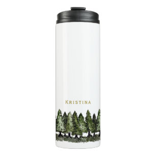 Pine Trees with Name Thermal Tumbler