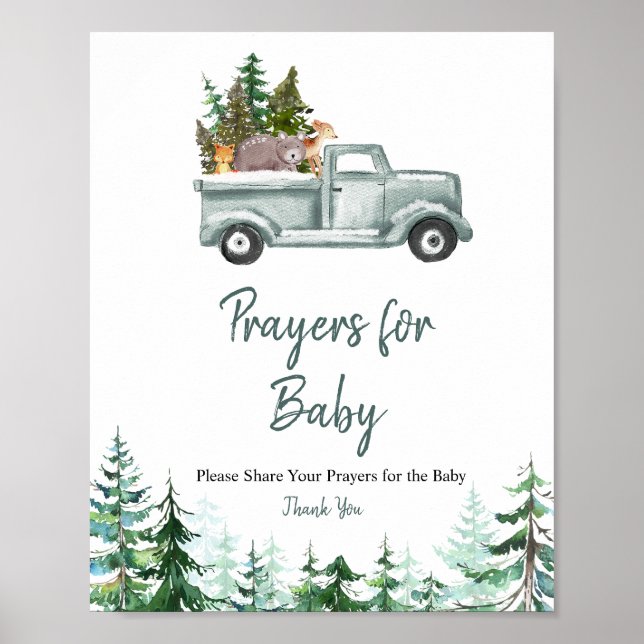  Pine Trees Woodland Prayers for Baby Sign (Front)
