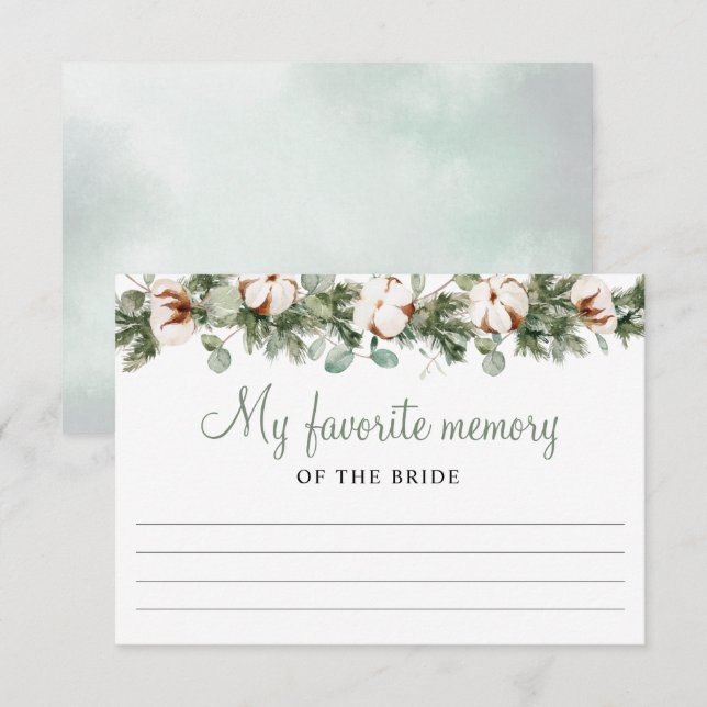 Pine Winter Bridal Shower My Favourite Memory Card (Front/Back)