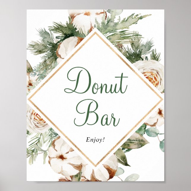 Pine Winter Doughnut Bar Bridal Shower Sign (Front)