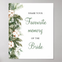 Pine Winter Share Your Memory Bridal Shower Sign