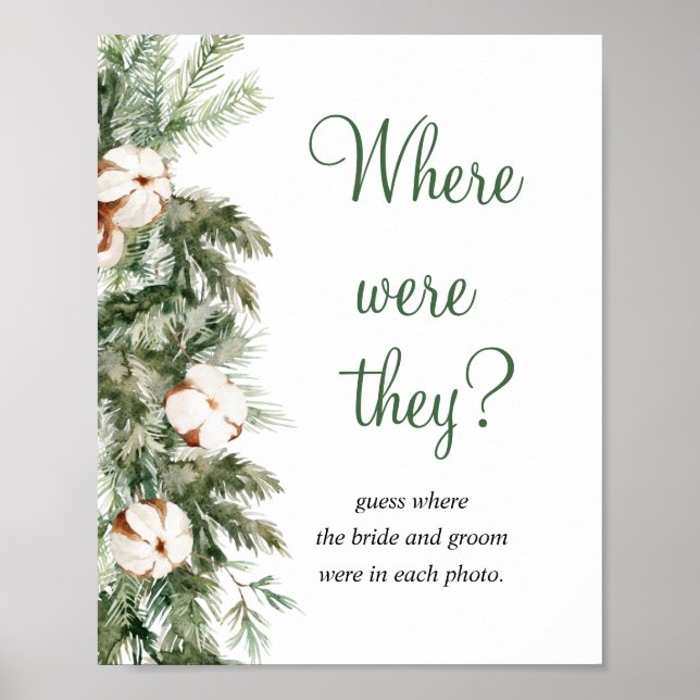 Pine Winter Where Were They Bridal Shower Sign (Front)