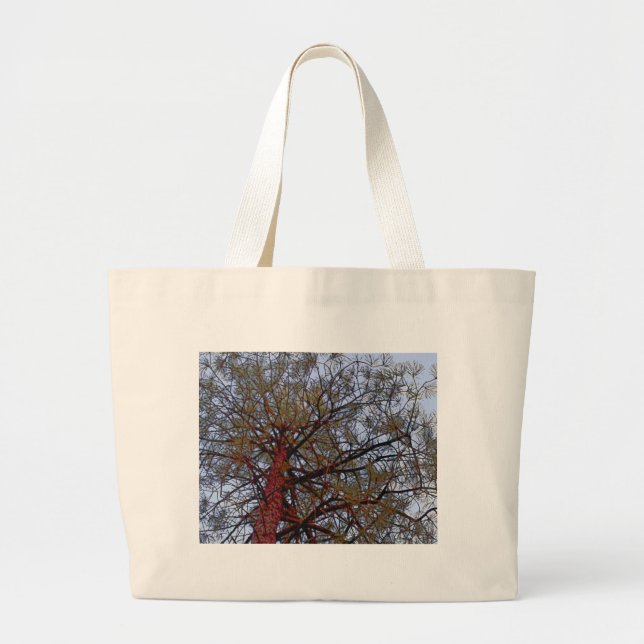 Pine with Red Trunk (detail) Large Tote Bag (Front)