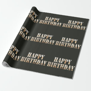 Pine Wood Font Happy Birthday Wrapping Paper