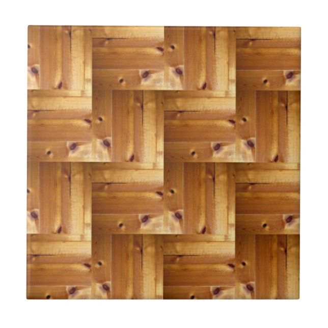 Pine Wood Herringbone Pattern Ceramic Tile (Front)