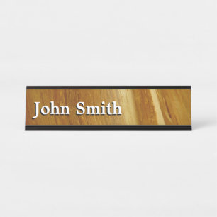Pine Wood II Faux Wooden Texture Desk Name Plate