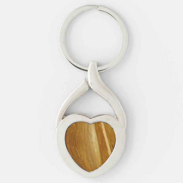 Pine Wood II Faux Wooden Texture Key Ring (Front)