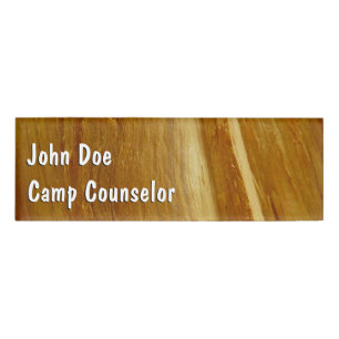 Pine Wood II Faux Wooden Texture Name Tag