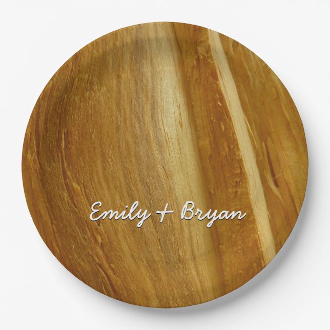 Pine Wood II Faux Wooden Texture Paper Plate (Front)