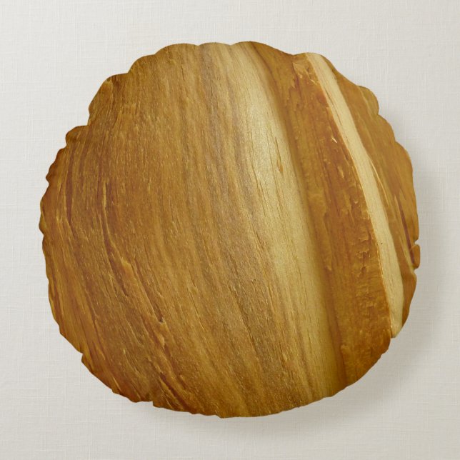 Pine Wood II Faux Wooden Texture Round Cushion (Front)