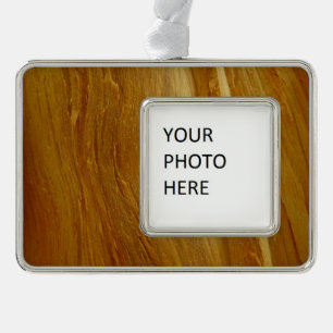 Pine Wood II Faux Wooden Texture Silver Plated Framed Ornament