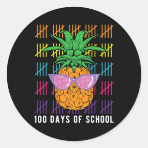 Pineapple 100 Days Of School Teacher And Student G Classic Round Sticker