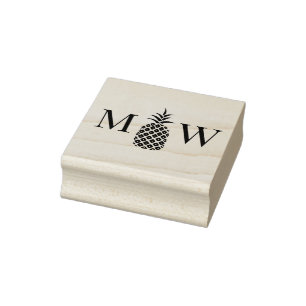 Pineapple #11 Couple Wedding 2 Initial Monogram Rubber Stamp