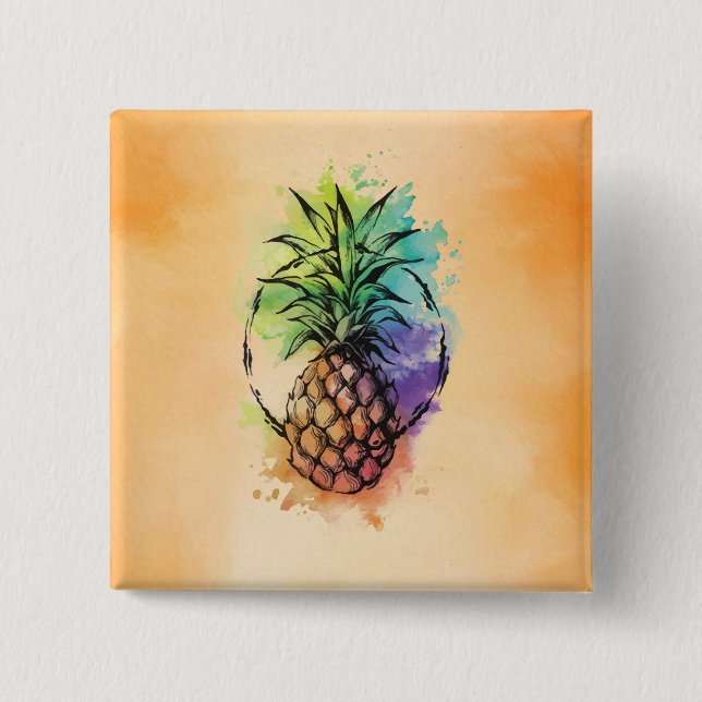 Pineapple 15 Cm Square Badge (Front)